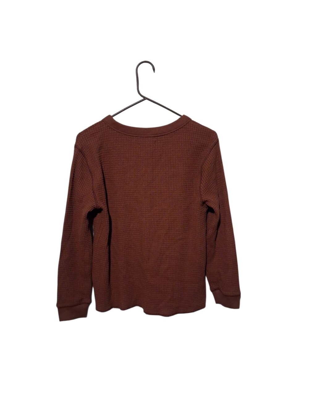 Madewell S Brown Shirt Top Split Neck Long Sleeve Waffle Goblin Granola Cabin - Picture 3 of 8